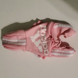Adidog XS pink puppy/mini dog hooded jogging one piece outfit